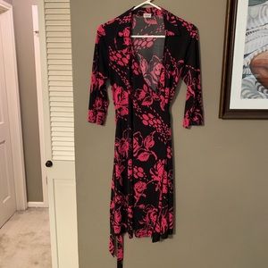 Black & Pink Wrap Dress